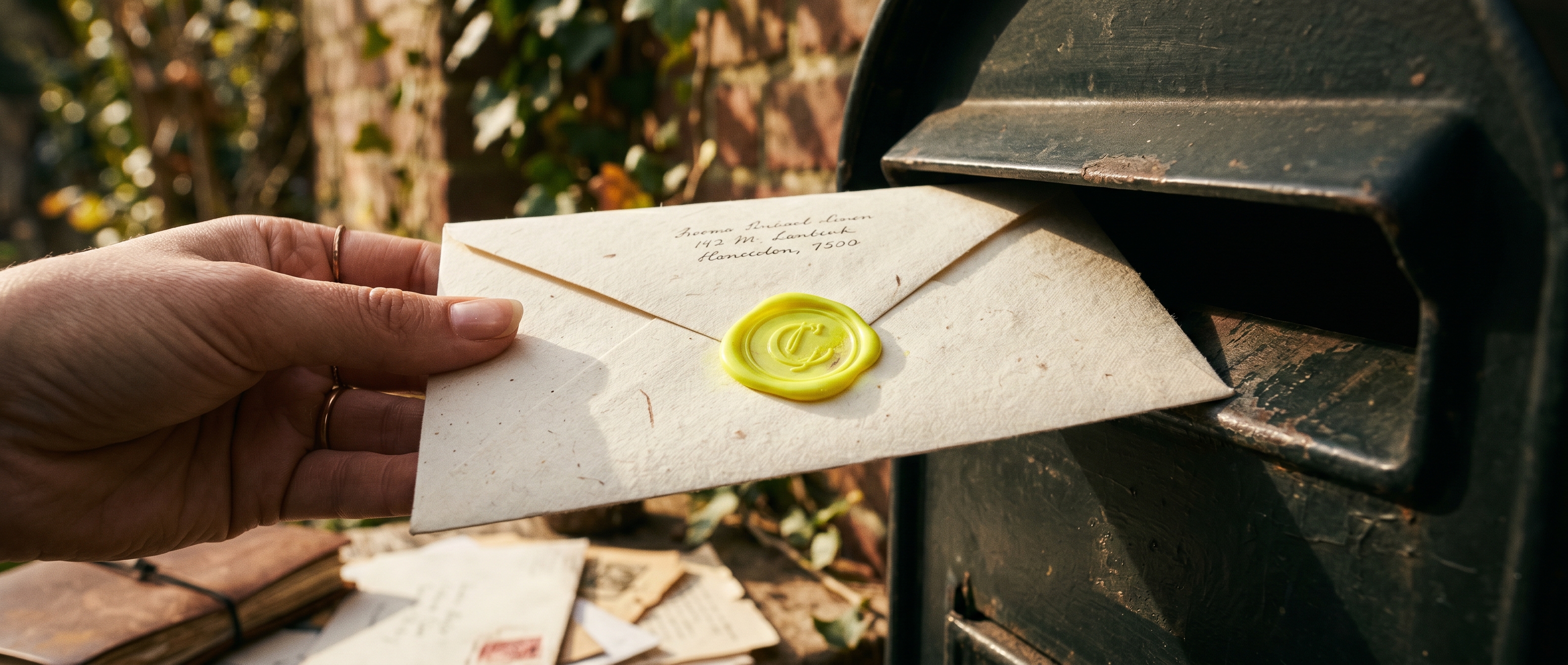 Handwritten envelope being addressed